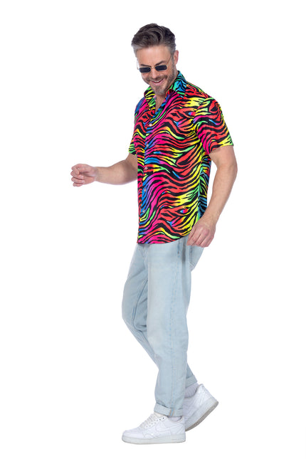 Camisa de fiesta cebra neón