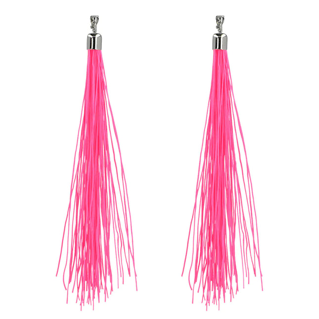 Pendientes Rosa Flecos 20cm