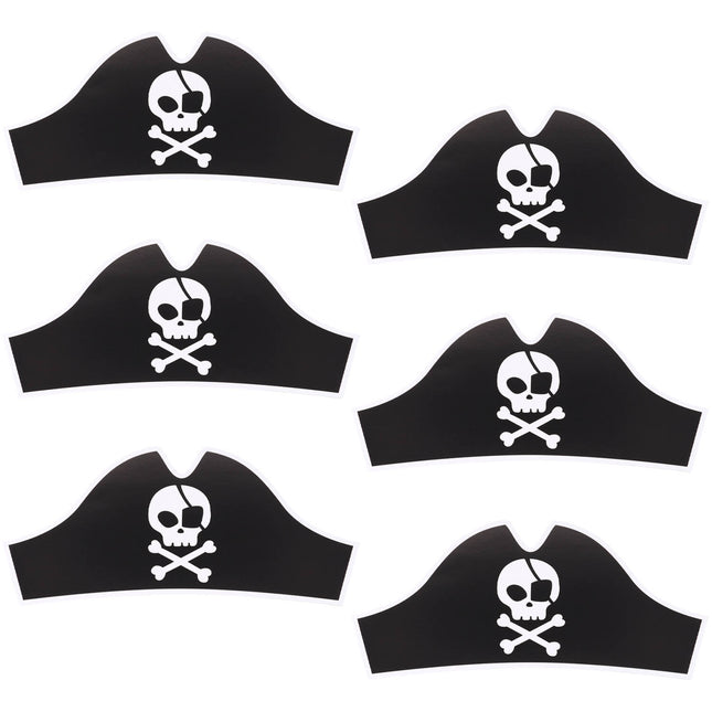 Sombreros piratas - Fiesta pirata - 33,5 x 15 cm - 6 piezas