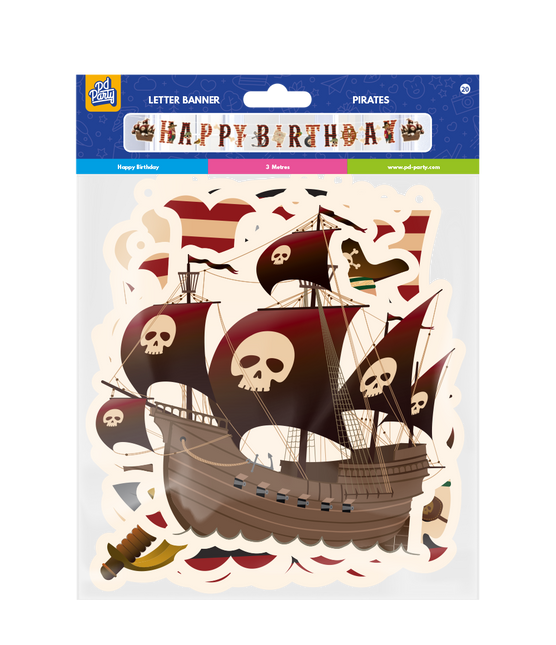 Guirnalda de Letras de Feliz Cumpleaños Piratas 3m