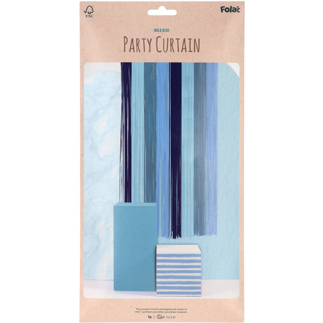 Cortina de puerta azul a rayas 2m