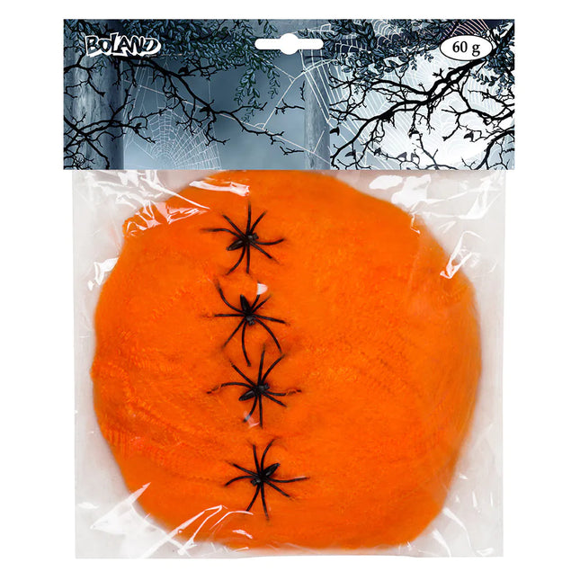 Tela de araña de Halloween Naranja 5 piezas