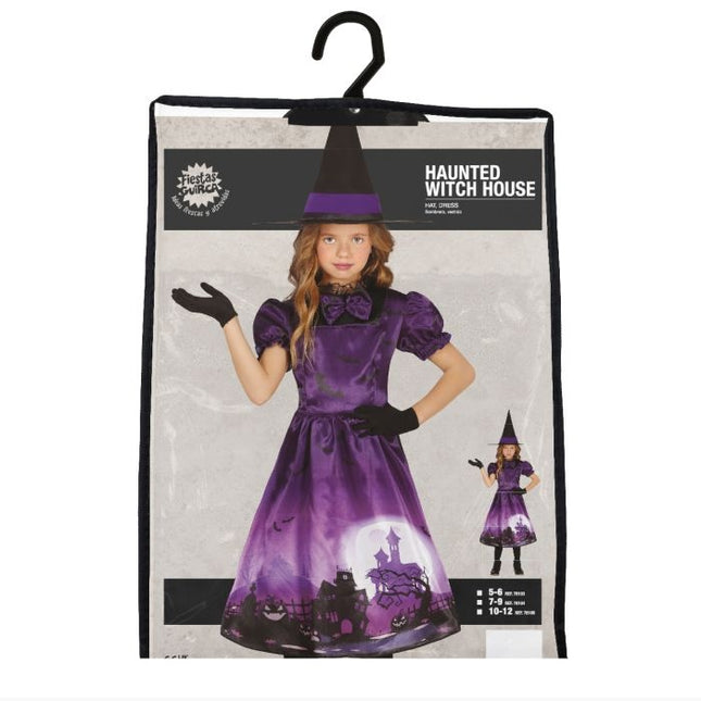 Vestido Bruja Halloween Niña Morado