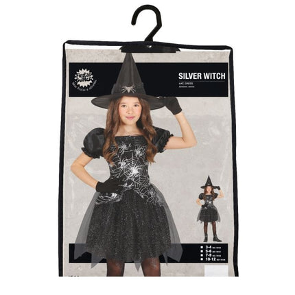 Disfraz Bruja Halloween Niña Plata