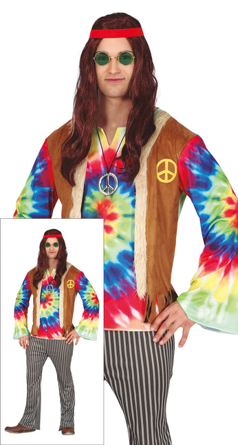 Disfraz de hippie de color para hombre