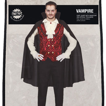 Disfraz de Vampiro Halloween Hombre Rojo Blanco