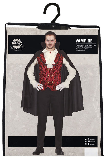 Disfraz de Vampiro Halloween Hombre Rojo Blanco