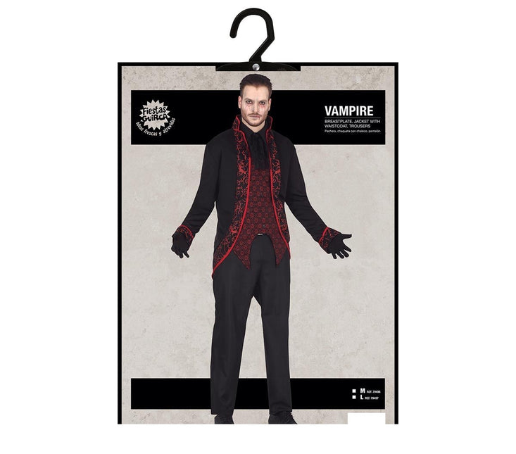 Disfraz de Vampiro de Halloween Rojo Negro para Hombre