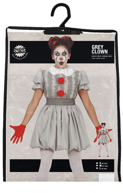 Horror Payaso Disfraz Halloween Señoras Gris