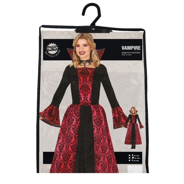 Vestido de Halloween de vampiresa rojo para mujer