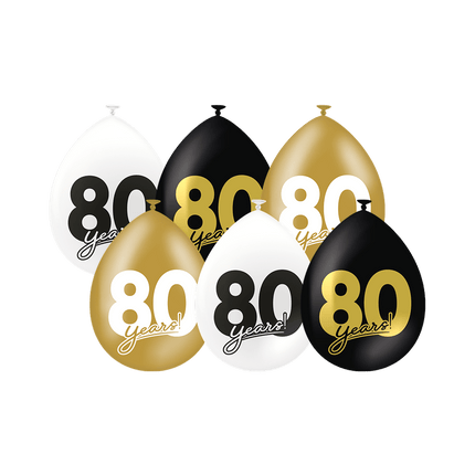 80 Jaar Ballonnen 30cm 6st - Partywinkel - 8716764241710