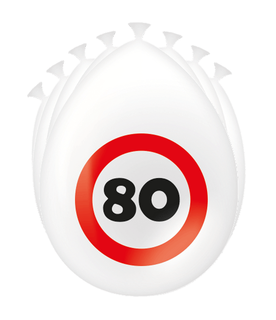 80 Jaar Ballonnen Verkeersbord 30cm - Partywinkel - 8716764235443