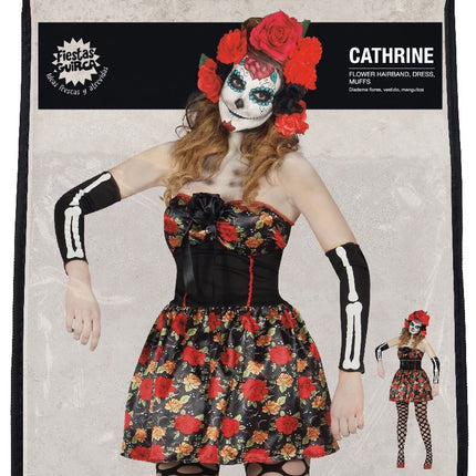 Disfraz Halloween Mujer Vestido Esqueleto Día De Los Muertos