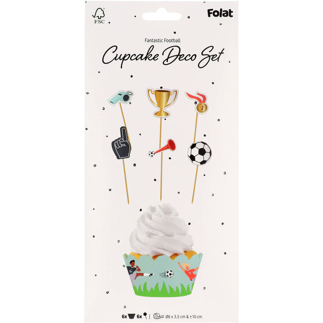 Set de Decoración para Cupcakes - Fútbol Fantástico - 6 piezas