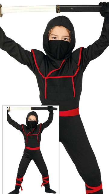 Traje Ninja Niño Rojo Negro