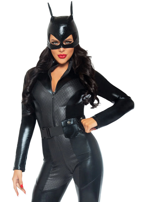 Catwoman Catsuit Negro Ladies Crime Fighter Leg Avenue