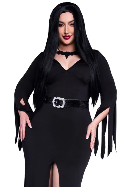 Morticia Vestido Negro Señoras Inmortal Belleza Leg Avenue