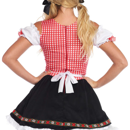 Rojo Negro Vestido Dirndl Oktoberfest Señoras Leg Avenue