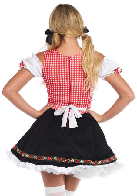 Rojo Negro Vestido Dirndl Oktoberfest Señoras Leg Avenue