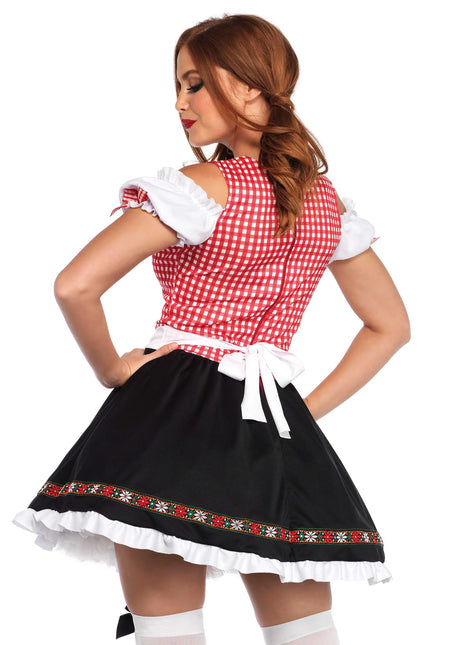 Rojo Negro Vestido Dirndl Oktoberfest Señoras Leg Avenue