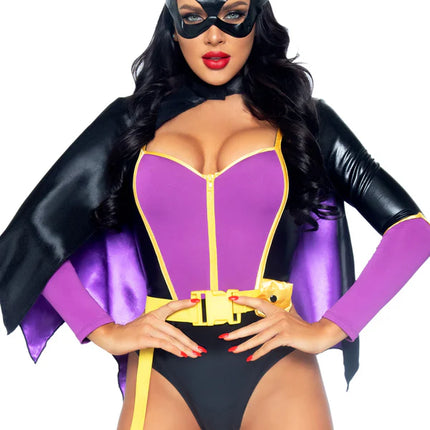 Disfraz de Batgirl Negro Morado Señoras Body Leg Avenue