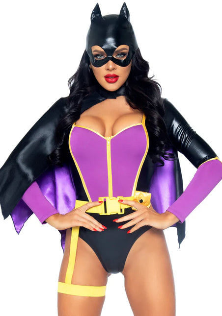 Disfraz de Batgirl Negro Morado Señoras Body Leg Avenue