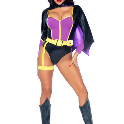 Disfraz de Batgirl Negro Morado Señoras Body Leg Avenue