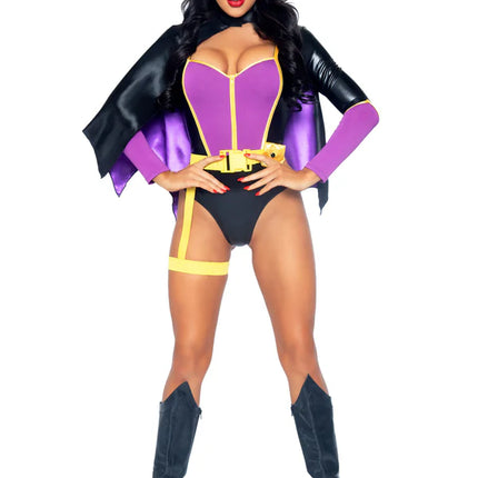 Disfraz de Batgirl Negro Morado Señoras Body Leg Avenue