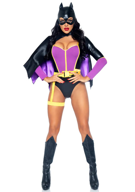 Disfraz de Batgirl Negro Morado Señoras Body Leg Avenue