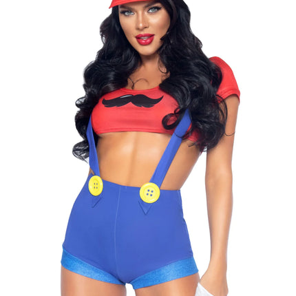 Traje Super Mario Rojo Azul Señoras Leg Avenue