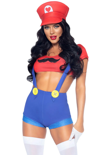 Traje Super Mario Rojo Azul Señoras Leg Avenue