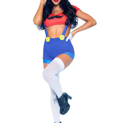 Traje Super Mario Rojo Azul Señoras Leg Avenue