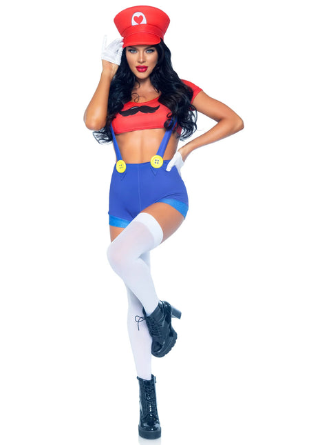 Traje Super Mario Rojo Azul Señoras Leg Avenue