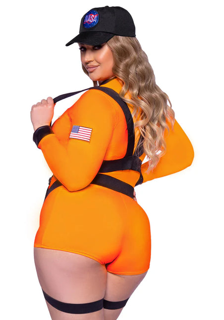 Traje Astronauta Negro Naranja Mujer Body Leg Avenue