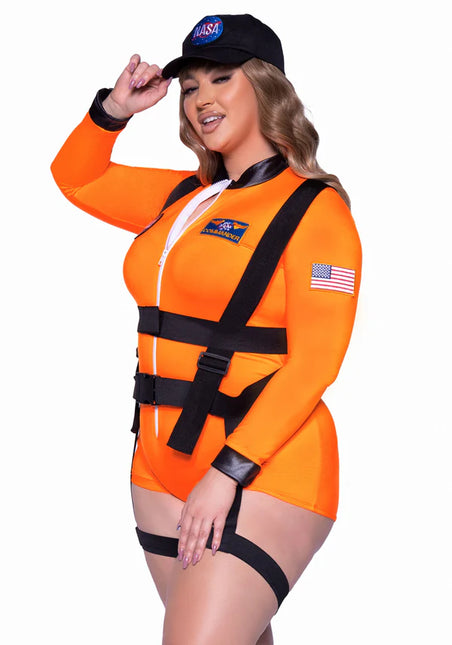 Traje Astronauta Negro Naranja Mujer Body Leg Avenue