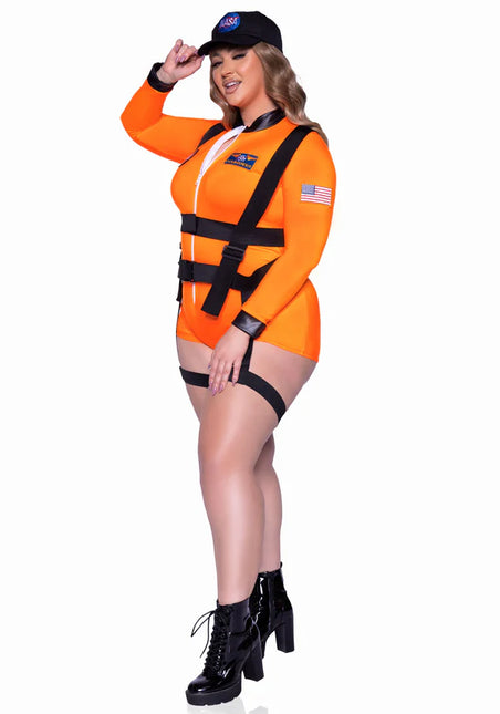 Traje Astronauta Negro Naranja Mujer Body Leg Avenue