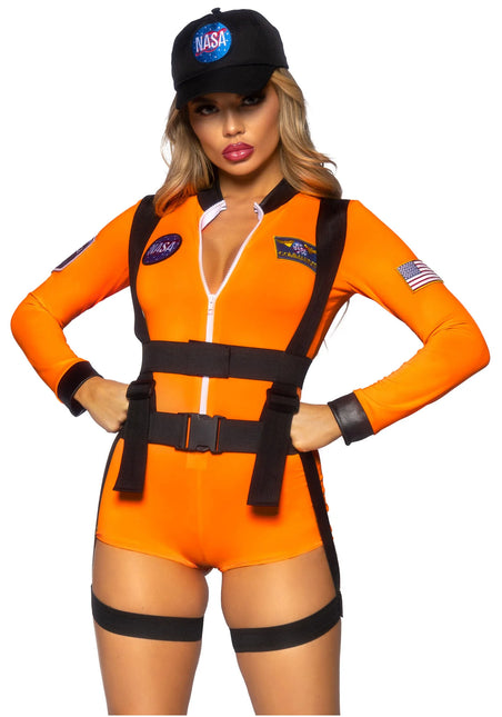 Traje Astronauta Naranja Mujer Body Leg Avenue