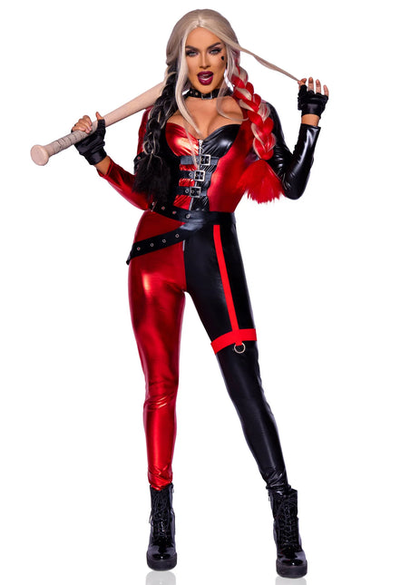 Traje Harley Quinn Rojo Negro Mujer Leg Avenue