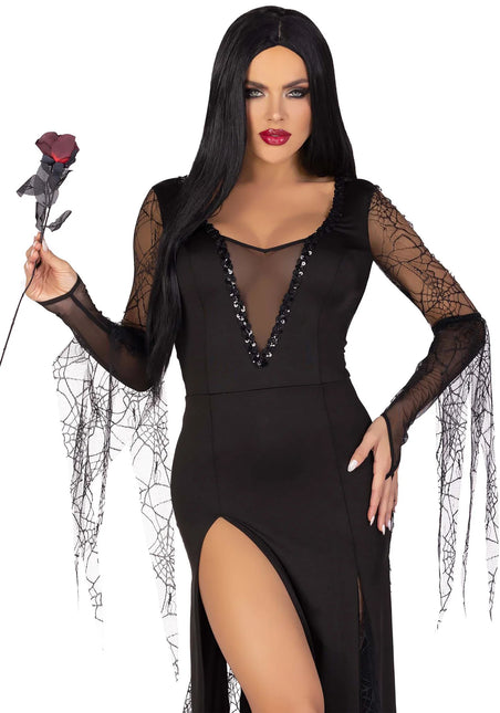 Morticia Vestido Negro Señoras Leg Avenue