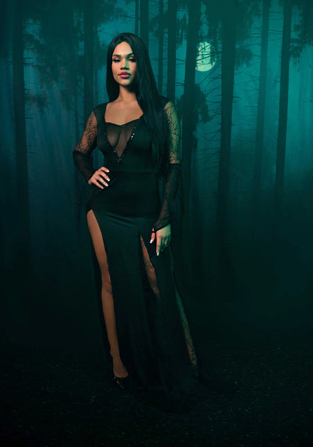 Morticia Vestido Negro Señoras Leg Avenue