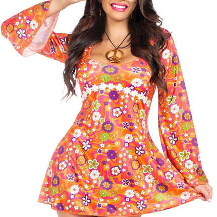 Vestido Hippie 60S Señoras Flores Leg Avenue