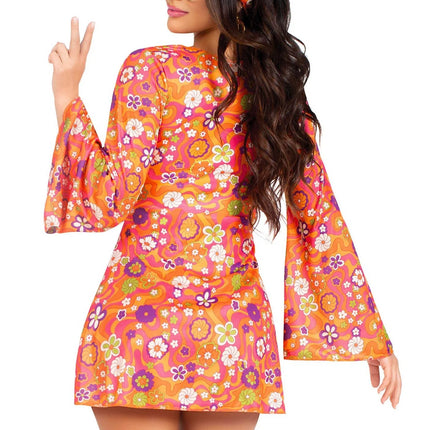 Vestido Hippie 60S Señoras Flores Leg Avenue