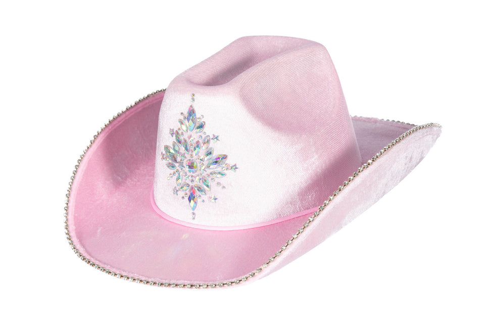 Sombrero vaquero con strass rosa