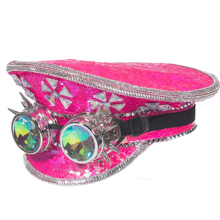 Gorra Burning Man gafas rosa neón