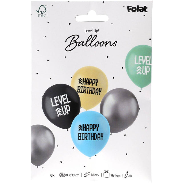 Globos Feliz Cumpleaños Fiesta de Juegos 33cm 6pcs