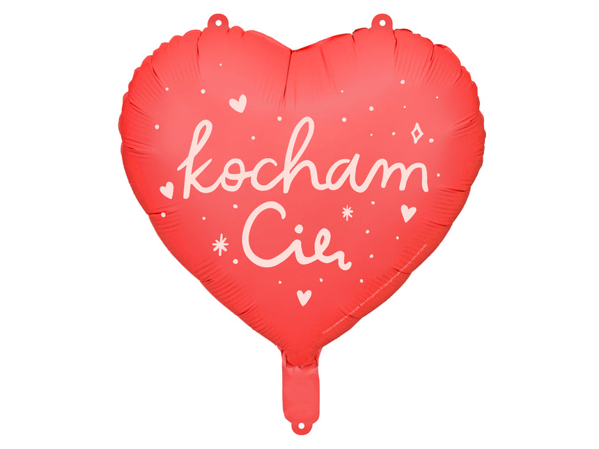 Globo de aluminio Corazón ''Kocham Cię'', 45 cm, mezcla