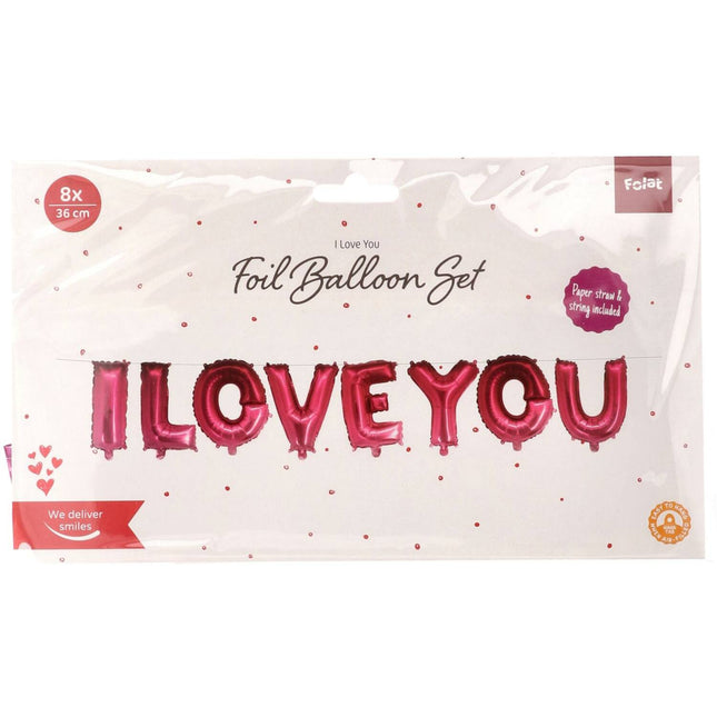 Globos de foil 'I Love You' Rosa 36cm - 8 piezas