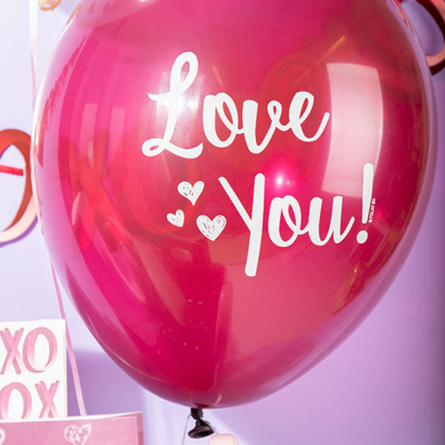 ¡Globos "Love You! Mix Rosa 33cm - 6 piezas