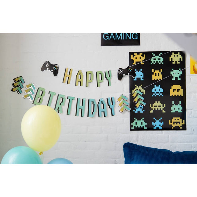 Guirnalda de letras Happy Birthday Gaming Party 1.5m