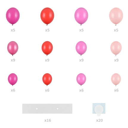 Balloon garland with frame, pink, 160 cm - Partywinkel - 5904555010635